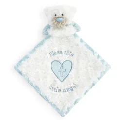 Guardian Angel Baby Safe Plush Blue Bear Blankie by Demdaco