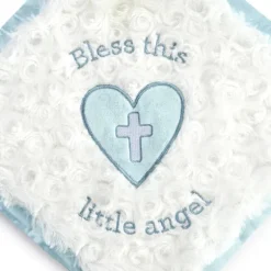 Guardian Angel Baby Safe Plush Blue Bear Blankie by Demdaco