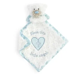 Guardian Angel Baby Safe Plush Blue Bear Blankie by Demdaco