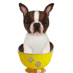 Handcrafted 6 Inch Lifelike Teacup Boston Terrier Stuffed Animal Dog by Hansa
