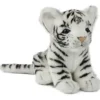Handcrafted 6 Inch Sitting Lifelike White Tiger Cub Stuffed Animal by Hansa