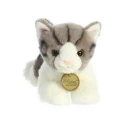 Realistic Stuffed Gray Cat 8 Inch Plush Tabby Cat by Aurora