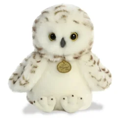 Realistic Stuffed Snowy Owlet 9 Inch Miyoni Plush by Aurora