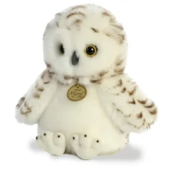 Realistic Stuffed Snowy Owlet 9 Inch Miyoni Plush by Aurora